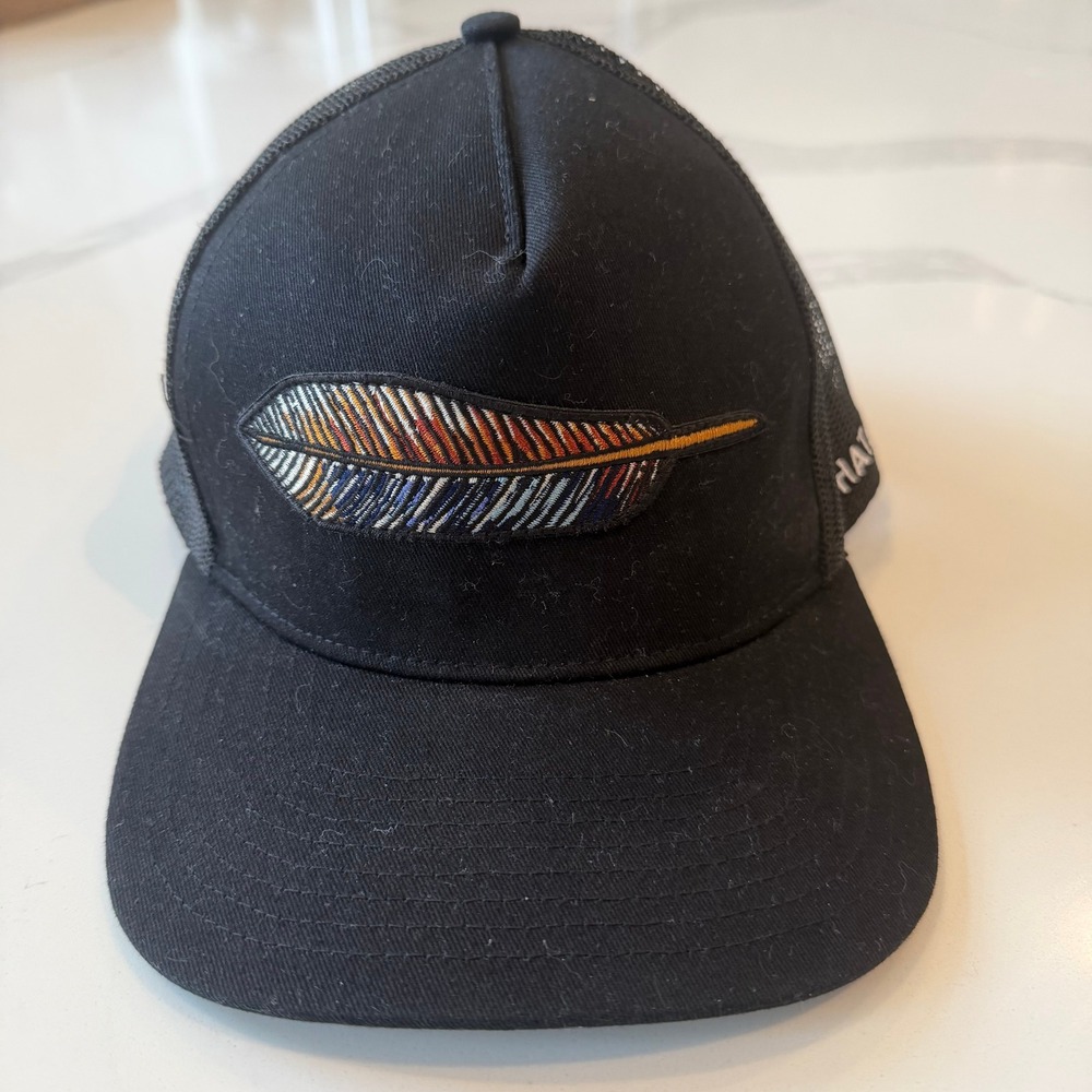 Southern String Hat Co Black Feather Patch Mesh Trucker Snapback Hat Cap